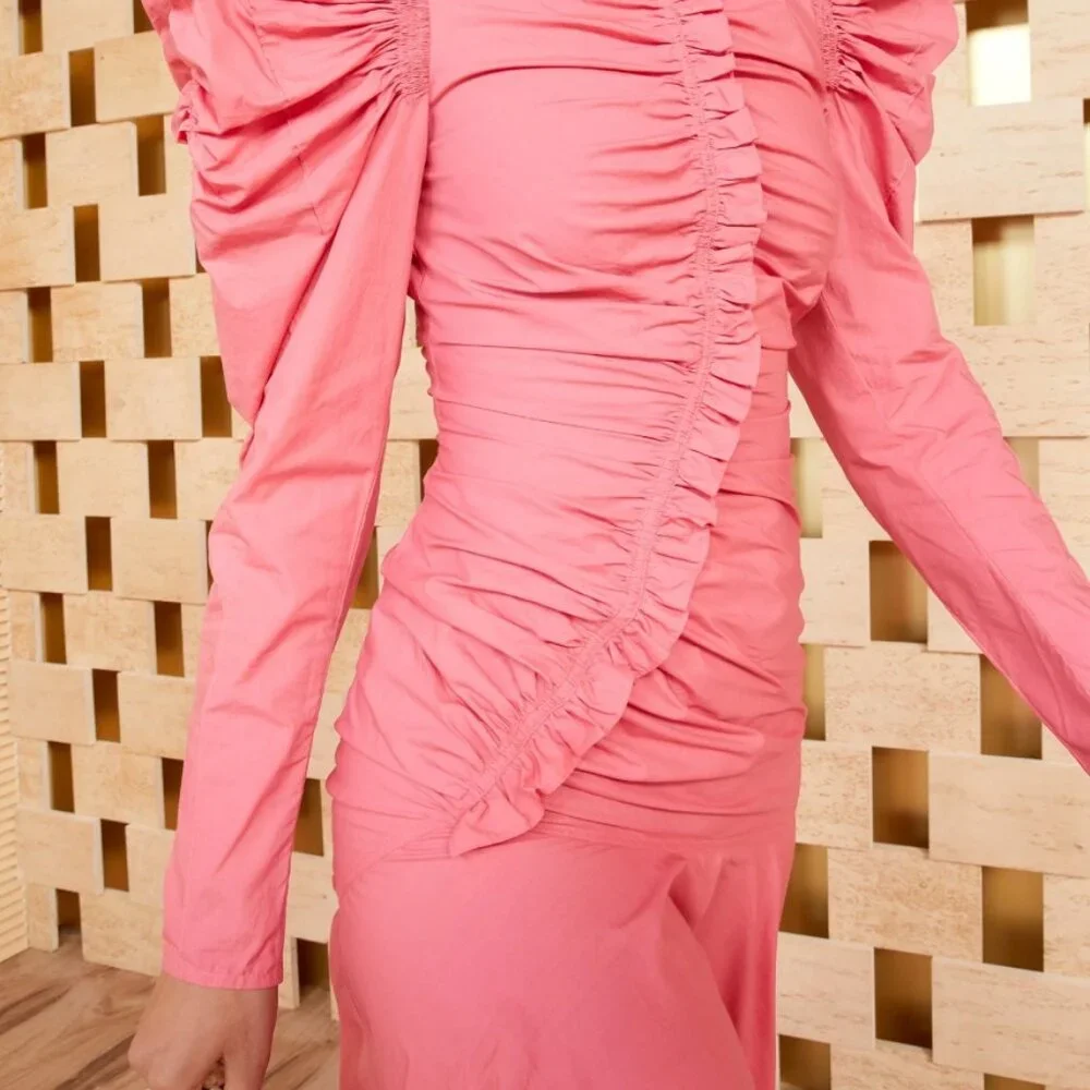 NWOT ULLA JOHNSON Priyanka Dress in Honeysuckle M $570 - Picture 9 of 12